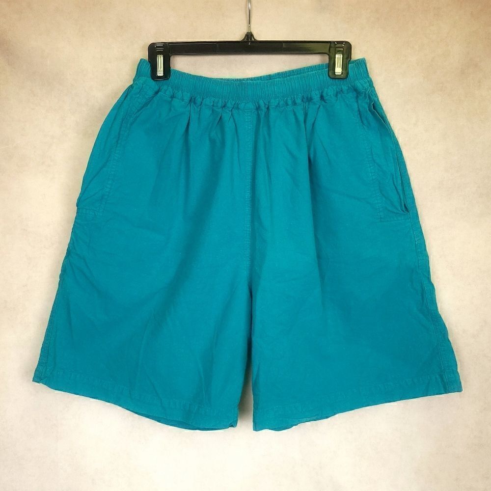 Vintage Bye Bye High Waist Elastic Waistband Teal Shorts Size XL
